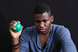 Stressed man with a stress-ball