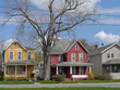 Older houses with colorful siding