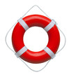 Red safety buoy ring isolated on white background