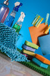 Cleaning equipment on light background
