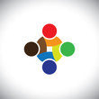 Colorful design of people symbols working as team & cooperating