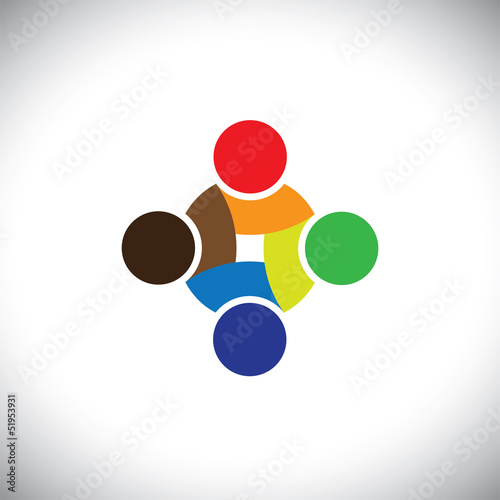 Vector: Colorful design of people symbols working as team & cooperating Colorful design of people symbols working as team & cooperating