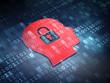Illustration: Information concept: Blue Head Whis Padlock on digital backgroun Information concept: Blue Head Whis Padlock on digital backgroun
