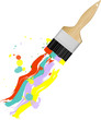 Vector: paint brush with multicolored paint strokes, vector illustration paint brush with multicolored paint strokes, vector illustration