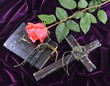 Photo: Cross with Bible and rose Cross with Bible and rose