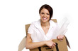 Business woman in a cardboard box