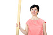 Woman with timber batten