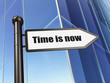 Timeline concept: Time is Now on Building background