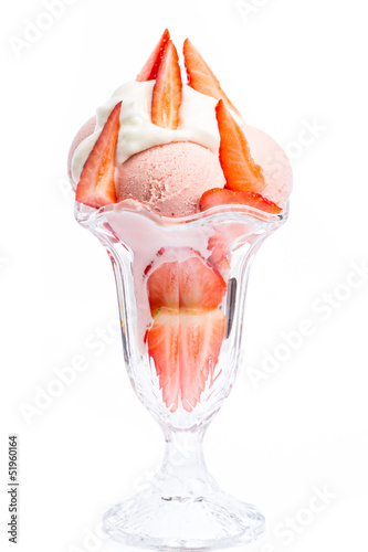 Photo: goblet with strawberry ice cream and whipped cream goblet with strawberry ice cream and whipped cream