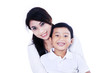 Photo: Beautiful mother and child on white Beautiful mother and child on white