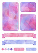 Set of colorful design elements with polygonal background