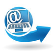 internet sur bouton web bleu