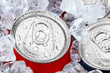 drink cans in crushed ice