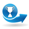 victoire sur bouton web bleu