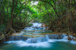 canvas print picture - Deep forest Waterfall in Kanchanaburi, Thailand