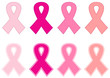 Vector: Pink cancer ribbon set isolated on white Pink cancer ribbon set isolated on white
