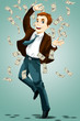 Man money millionaire character cartoon vector illustration