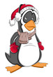 Winter Christmas Cartoon Penguin Vector Illustration