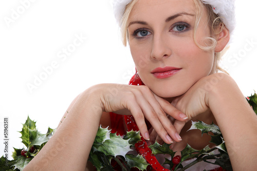 Photo: Woman with holly Woman with holly