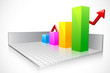 vector illustration of business bar graph with ascending arrow