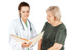 Photo: Doctor showing test results to senior Doctor showing test results to senior