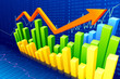 vector illustration of financial bar graph with rising arrow