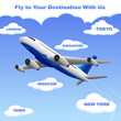 vector illustration of airplane travelling to your destination