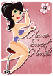 Motivational poster with pin up girl and message home sweet home