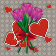 Purple tulips with hearts