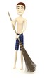 3d render of cartoon character with besom