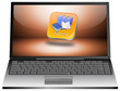 Laptop mit E-Book Button