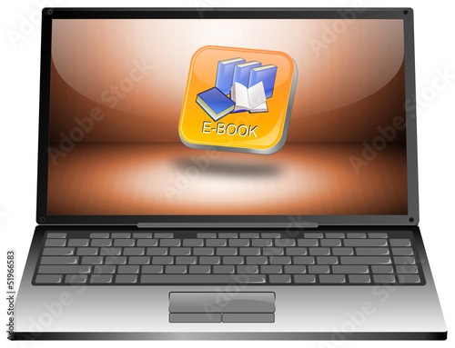 Illustration: Laptop mit E-Book Button Laptop mit E-Book Button