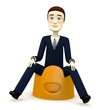3d render of cartoon character on pot