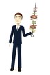 Illustration: 3d render of cartoon character with skewer 3d render of cartoon character with skewer