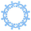 Teamwork.Puzzle people holding hands in circle. Blue. Isolated.