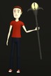 3d render of cartoon character with staff