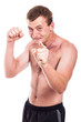 Furious shirtless man