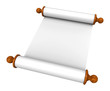 Illustration: Scroll paper with wooden handles over white Scroll paper with wooden handles over white