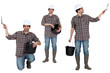 Foto: Multiple shot of handyman with bucket and trowel Multiple shot of handyman with bucket and trowel