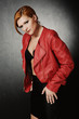 Golden Fashion Girl Portrait. Red Hair.
