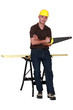 Photo: Carpenter with a handsaw Carpenter with a handsaw