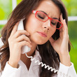 Thinking, tired or ill with headache businesswoman