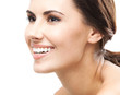 Portrait of beautiful woman, on white