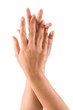 Photo: Beautiful woman hands over white background Beautiful woman hands over white background