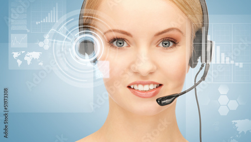 Photo: futuristic female helpline operator futuristic female helpline operator