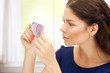 lovely woman with euro cash money