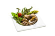 Escargot with asparagus, rosemary, thymus and tomato