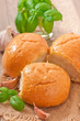 Photo: Homemade buns with garlic and green basil Homemade buns with garlic and green basil