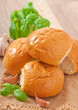 Photo: Homemade buns with garlic and green basil Homemade buns with garlic and green basil