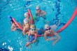 happy children group  at swimming pool